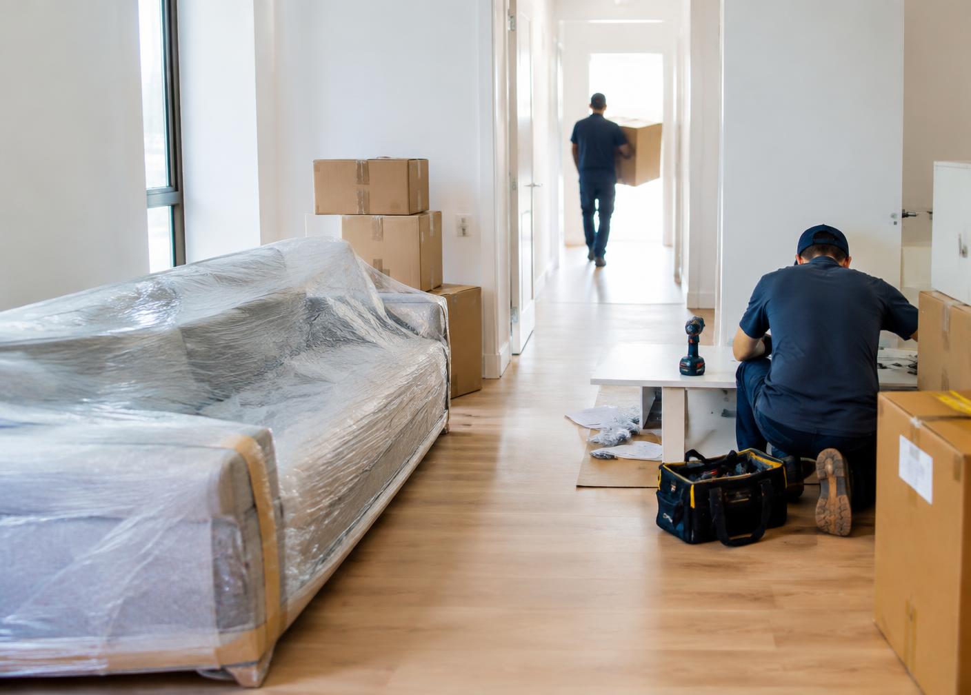 Möbellieferung und Aufbau in einer Wohnung